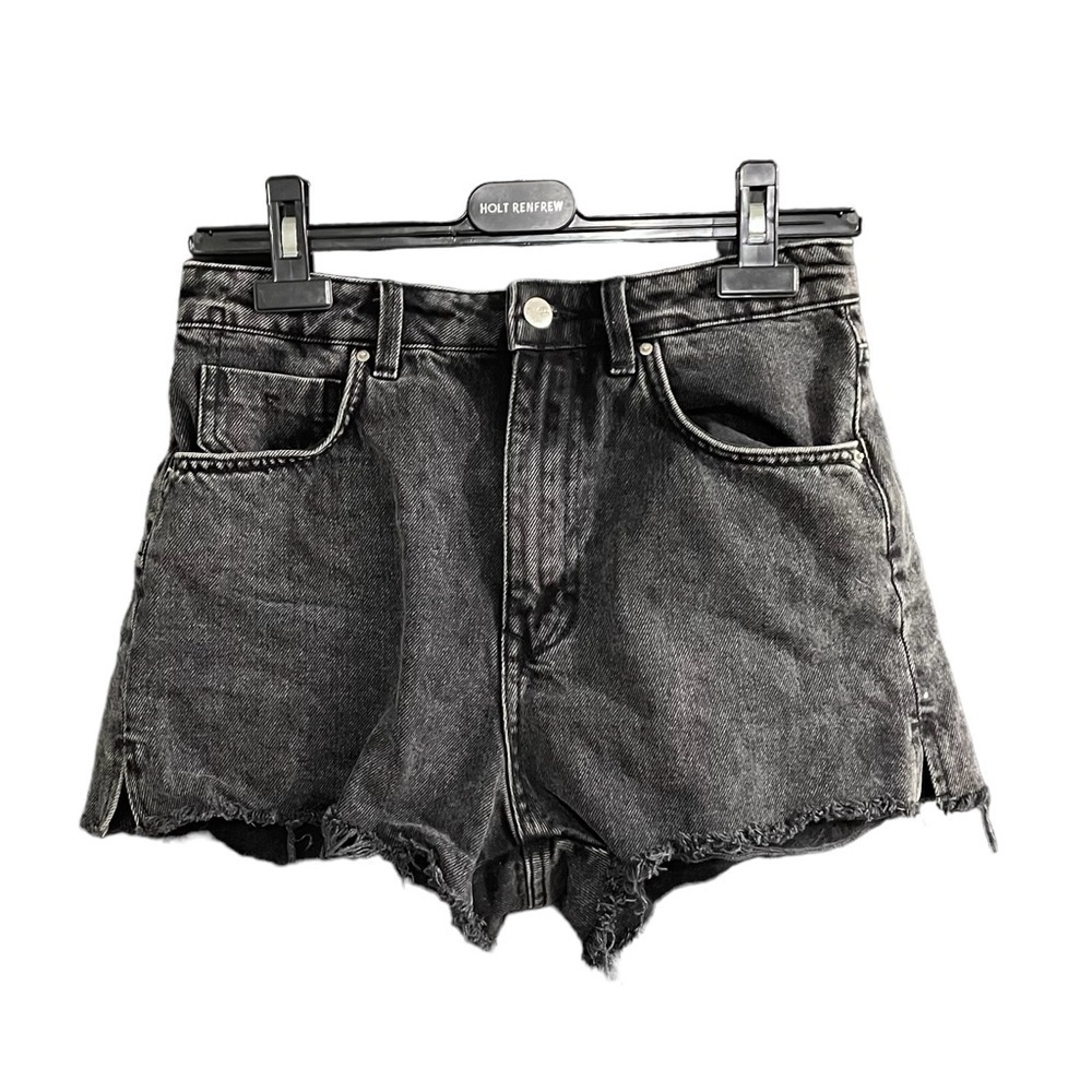 ZARA Black Cotton High Waisted Cut Off Denim Shorts Size 6
